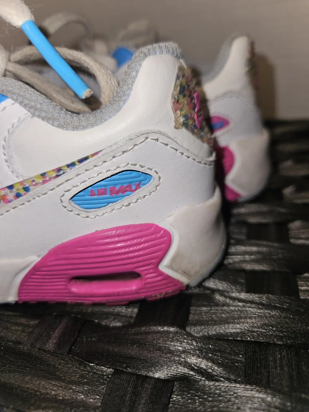 Nike White Toddler Sneakers with Pink, Blue & Purple Accents